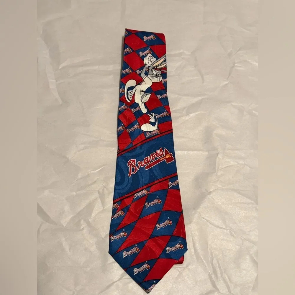 NWT Vintage 1993 Silk Braves Bugs Bunny Cartoon Character MLB Tie